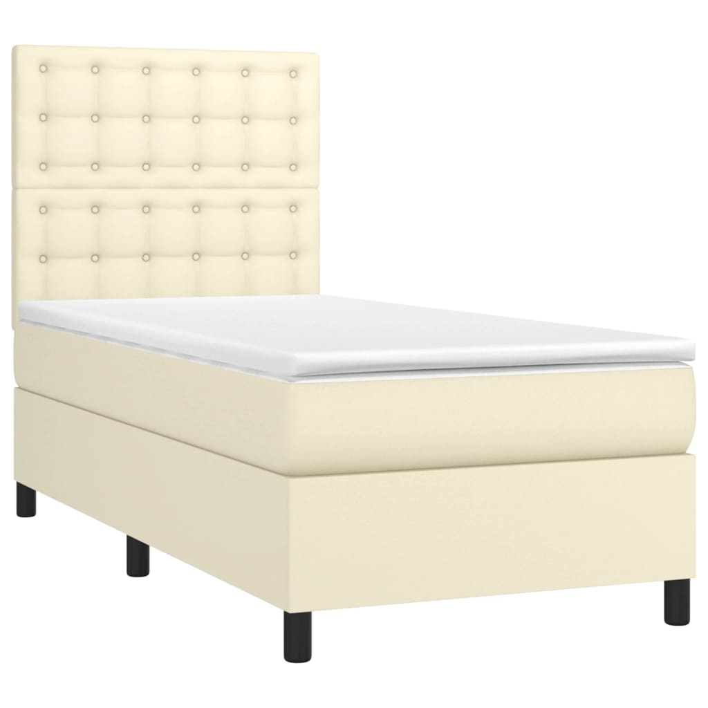 Sommier à lattes de lit avec matelas Crème 90x200 cm Similicuir - XIOS