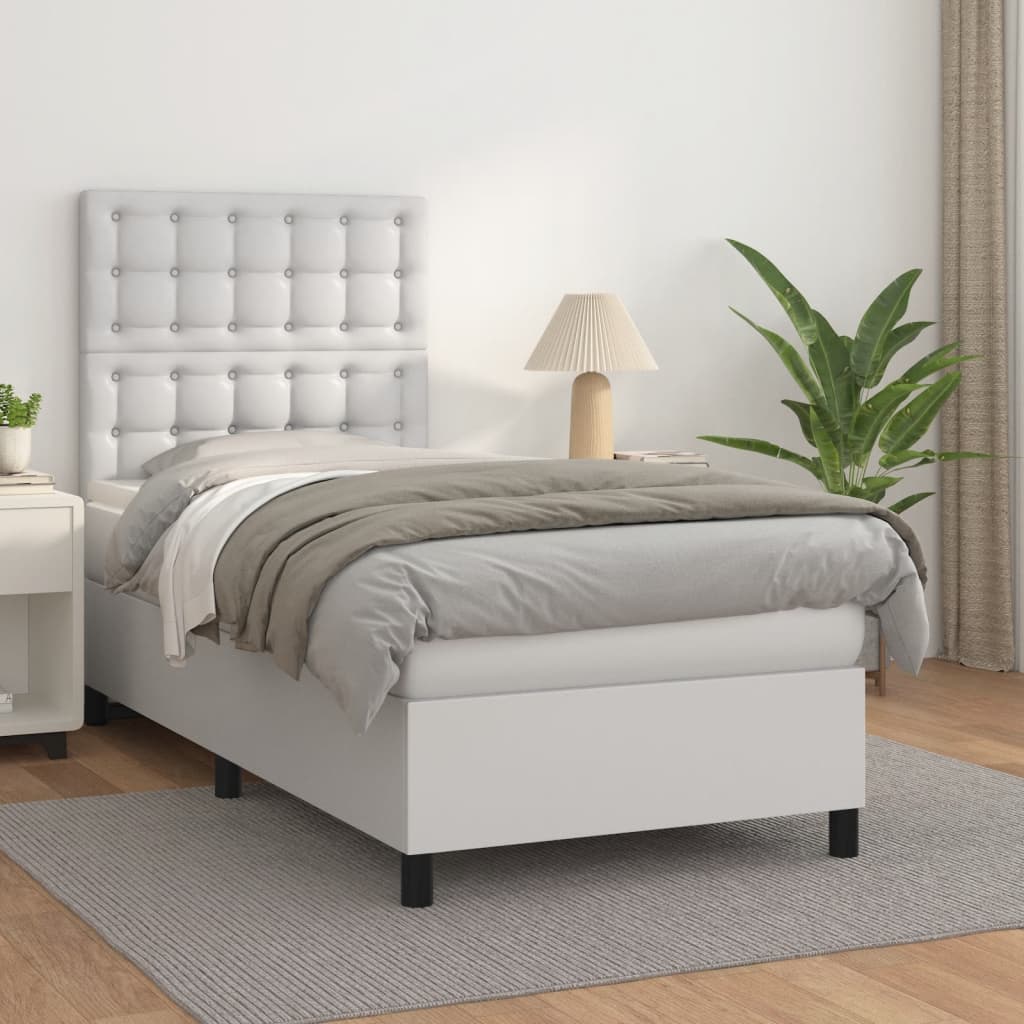 Sommier à lattes de lit avec matelas Blanc 100x200cm Similicuir - XIOS