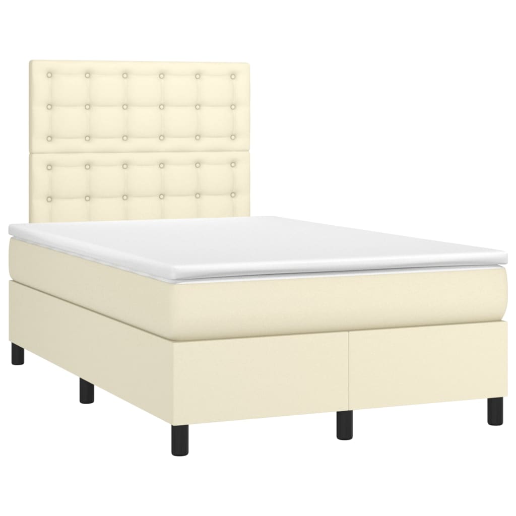 Sommier à lattes de lit avec matelas Crème 120x200cm Similicuir - XIOS