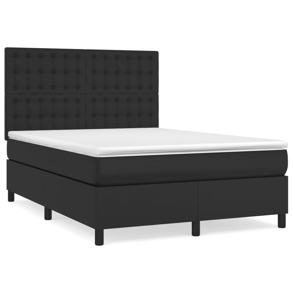 Sommier à lattes de lit avec matelas Noir 140x190 cm Similicuir XIOS