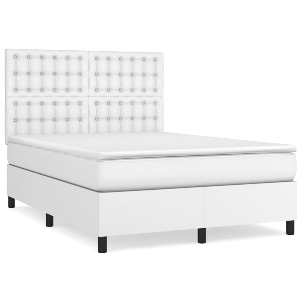 Sommier à lattes de lit avec matelas Blanc 140x190cm Similicuir - XIOS