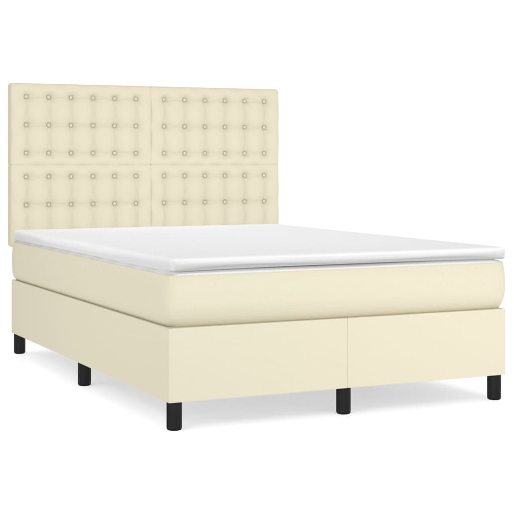 Sommier à lattes de lit avec matelas Crème 140x190cm Similicuir - XIOS