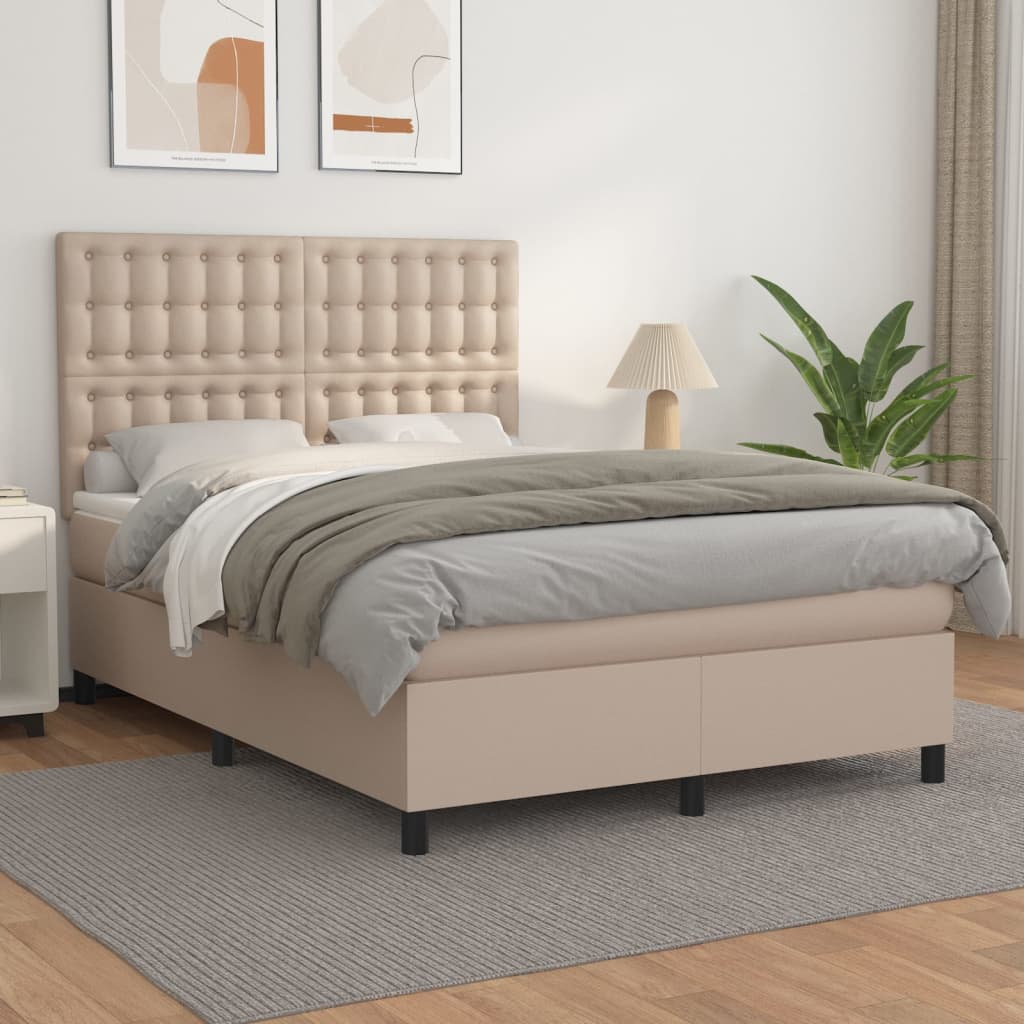 Sommier à lattes de lit avec matelas Cappuccino 140x190 cm