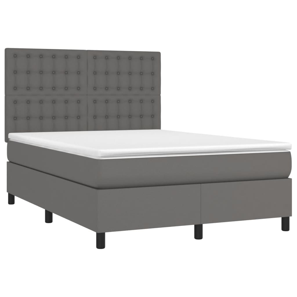 Sommier à lattes de lit avec matelas Gris 140x200 cm Similicuir - XIOS