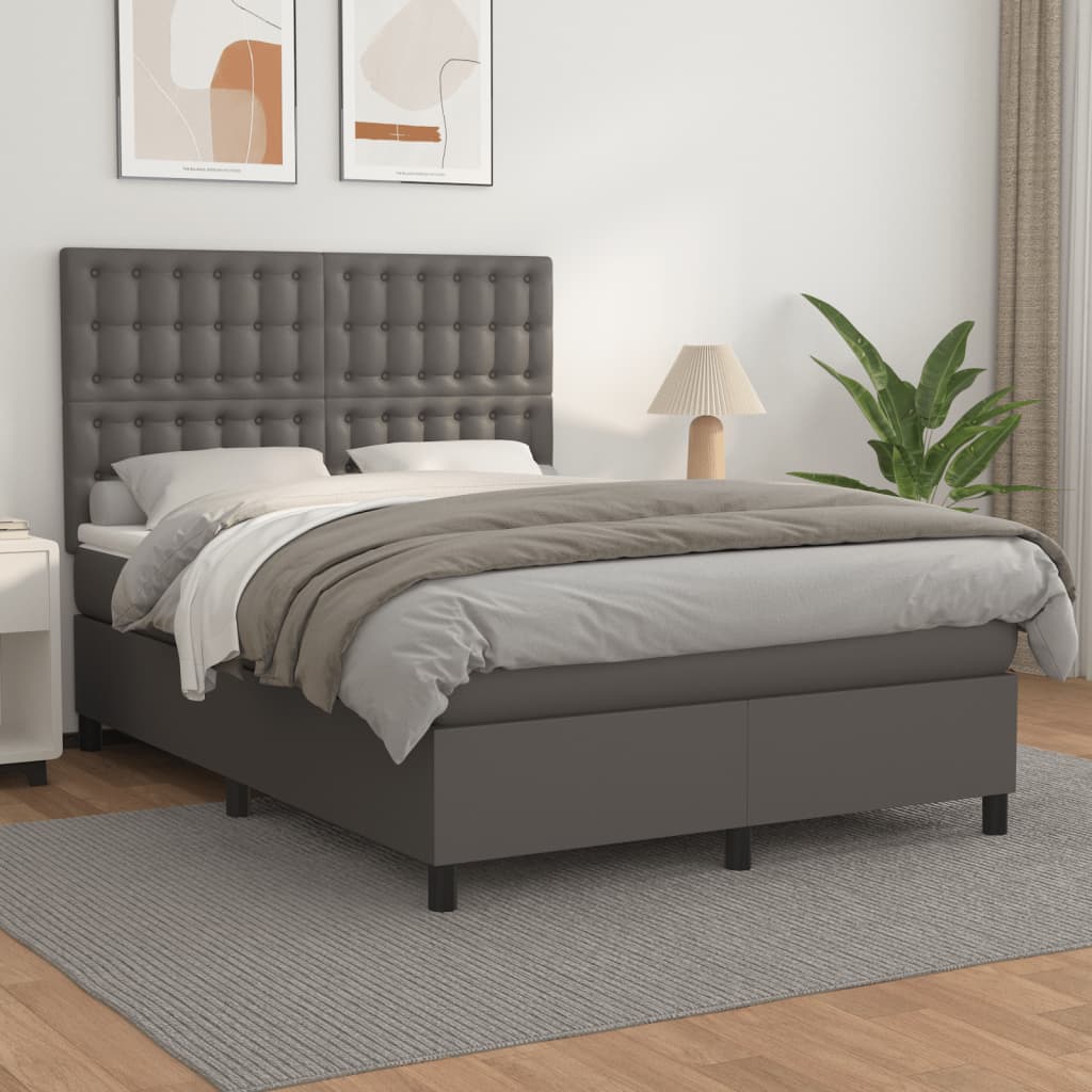 Sommier à lattes de lit avec matelas Gris 140x200 cm Similicuir - XIOS