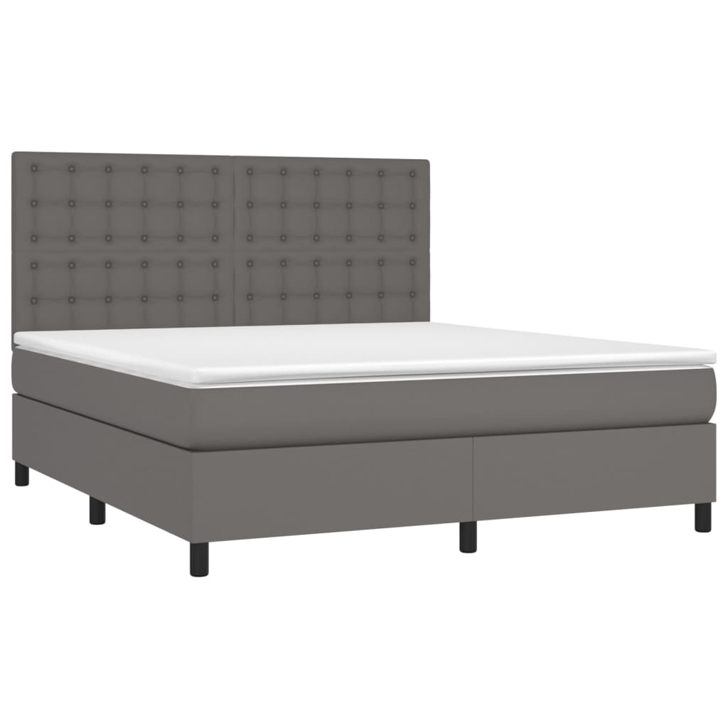 Sommier à lattes de lit avec matelas Gris 160x200 cm Similicuir - XIOS