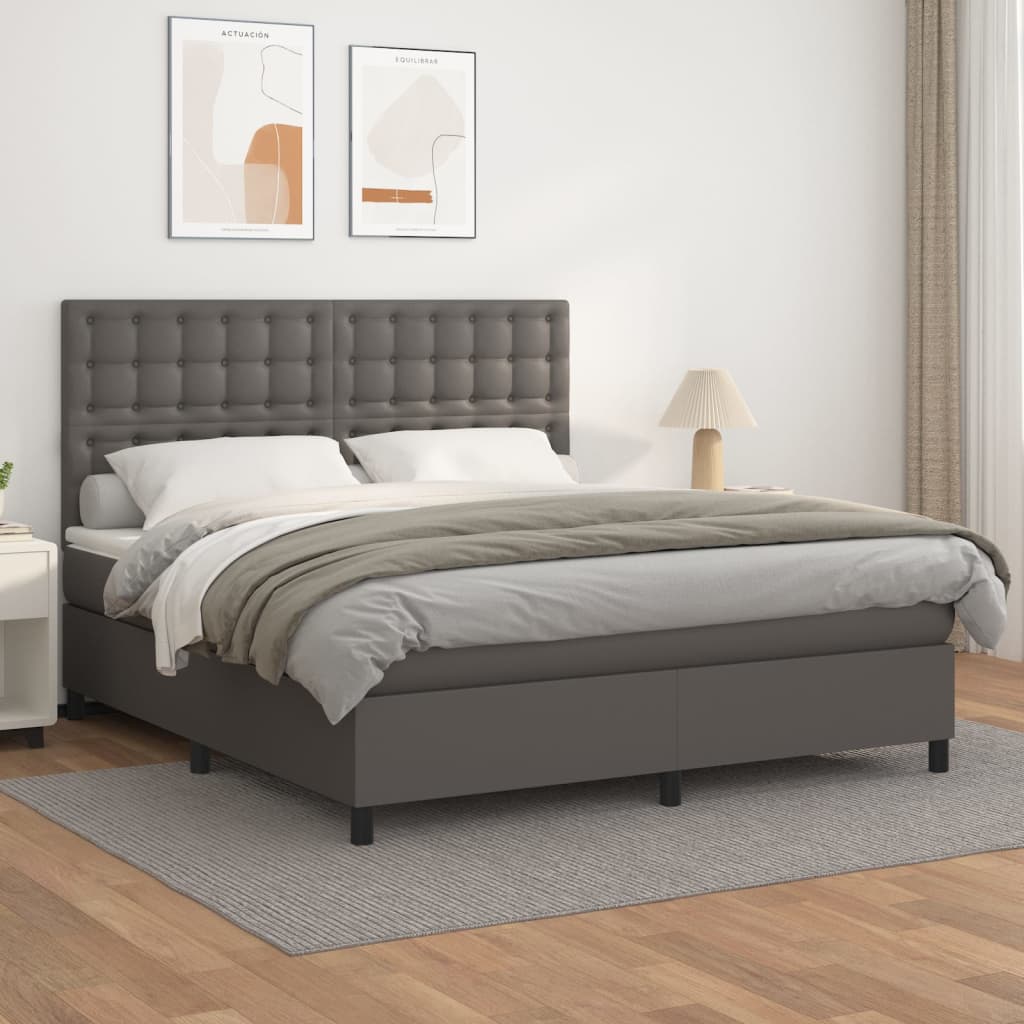 Sommier à lattes de lit avec matelas Gris 160x200 cm Similicuir - XIOS