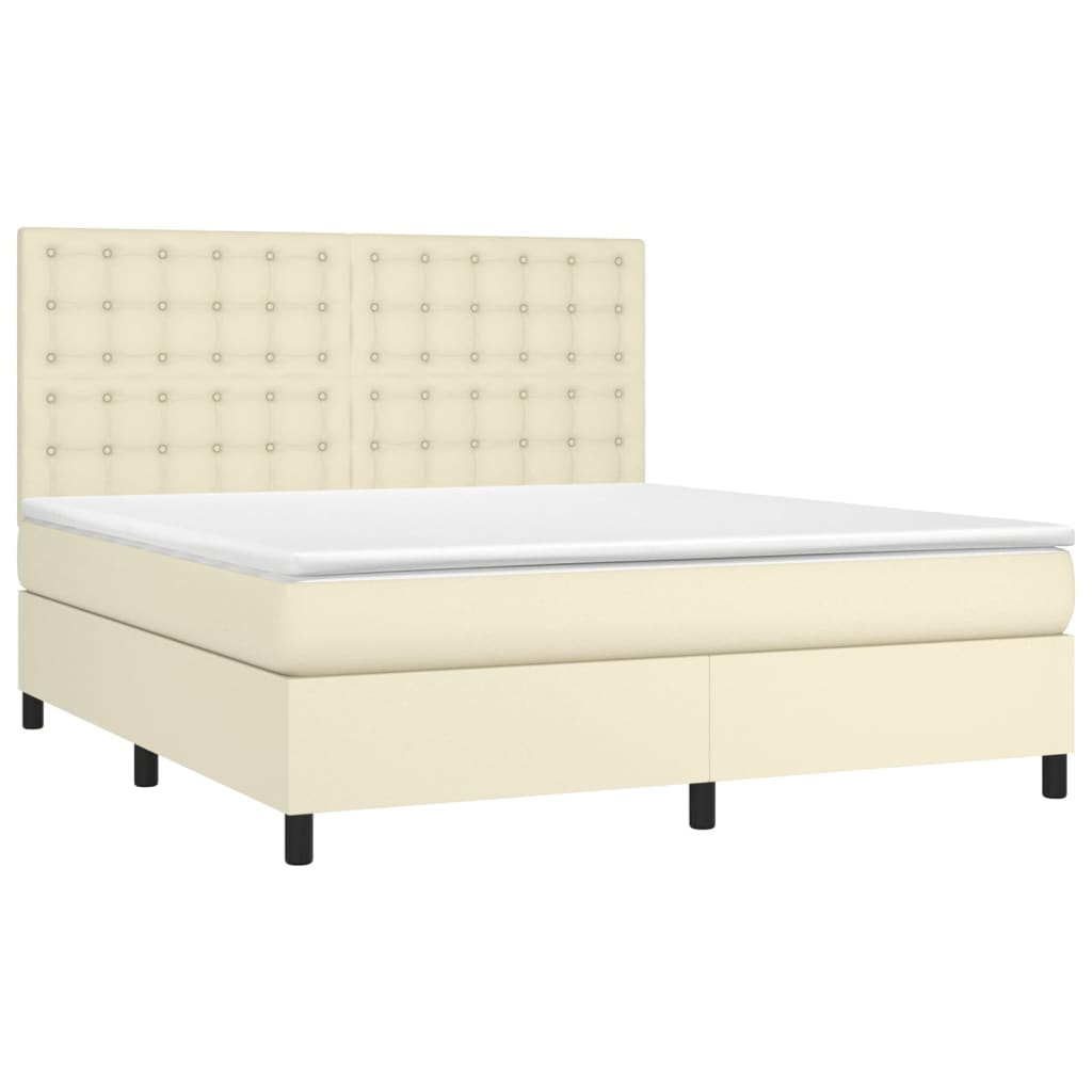 Sommier à lattes de lit avec matelas Crème 180x200cm Similicuir - XIOS