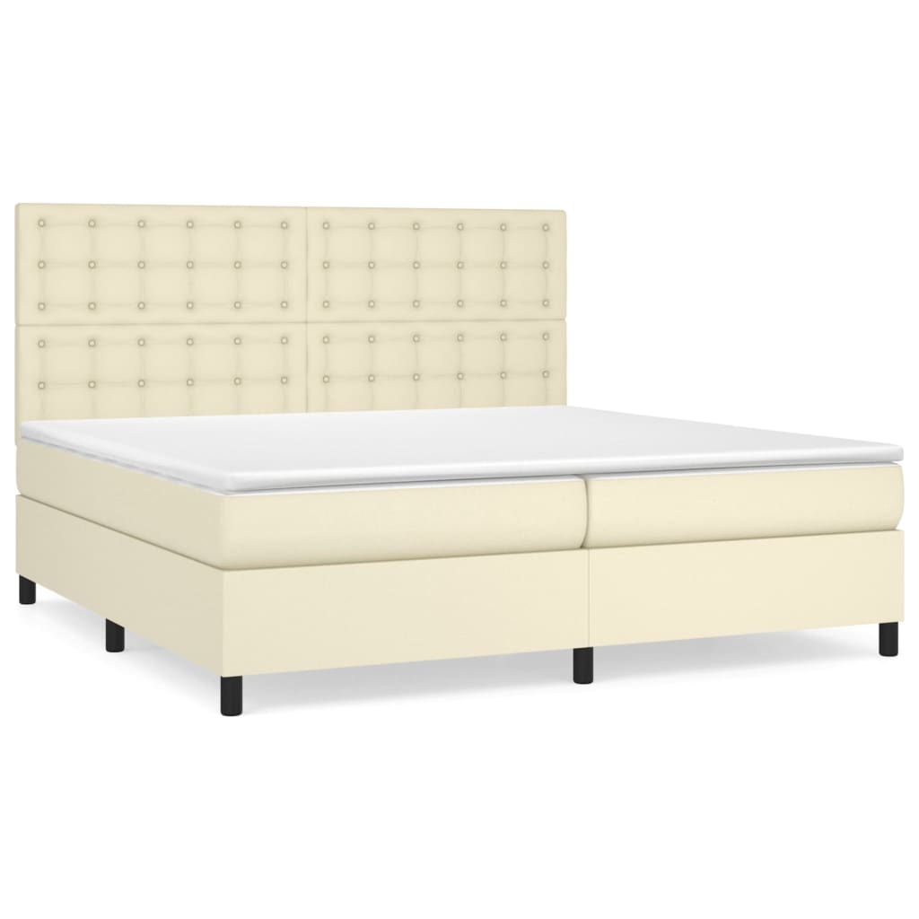 Sommier à lattes de lit avec matelas Crème 200x200cm Similicuir - XIOS