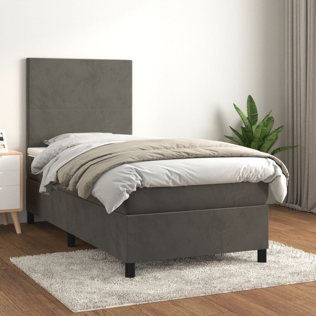 Sommier à lattes de lit et matelas Gris foncé 80x200 cm Velours - XIOS