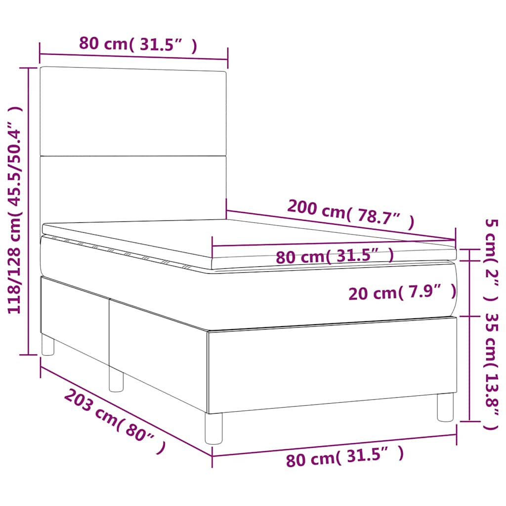 Sommier à lattes de lit et matelas Rose 80x200 cm Velours - XIOS