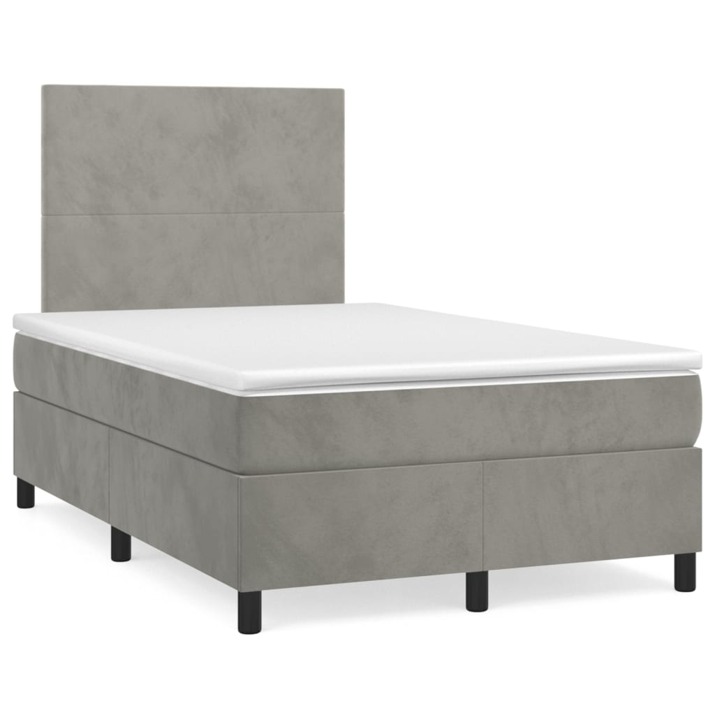 Sommier à lattes de lit et matelas Gris clair 120x200cm Velours - XIOS