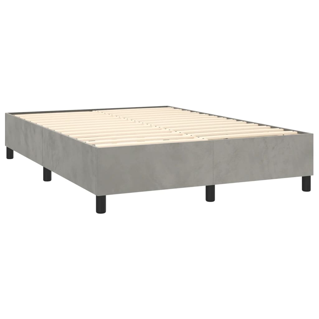 Sommier à lattes de lit et matelas Gris clair 140x190cm Velours - XIOS