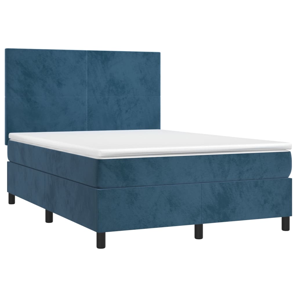 Sommier à lattes de lit et matelas Bleu foncé 140x190cm Velours - XIOS