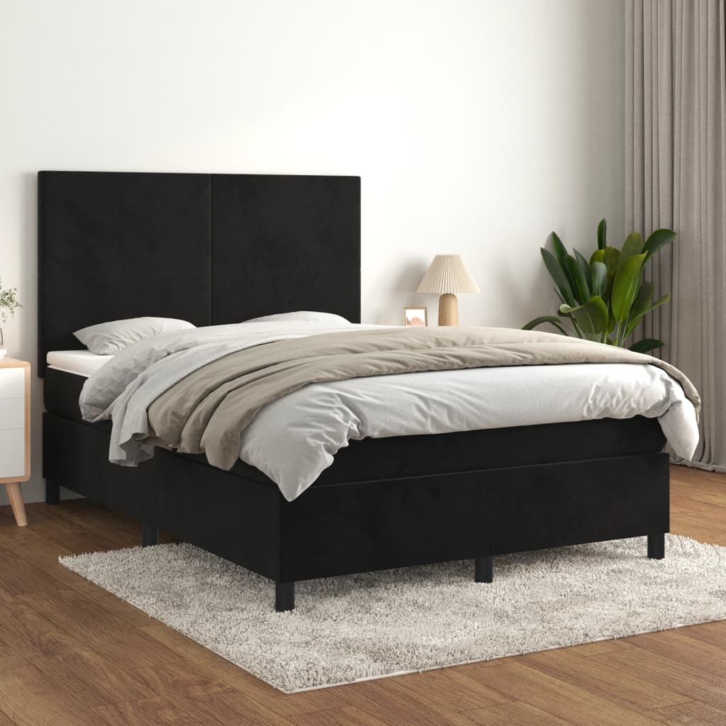 Sommier à lattes de lit avec matelas Noir 140x200 cm Velours - XIOS