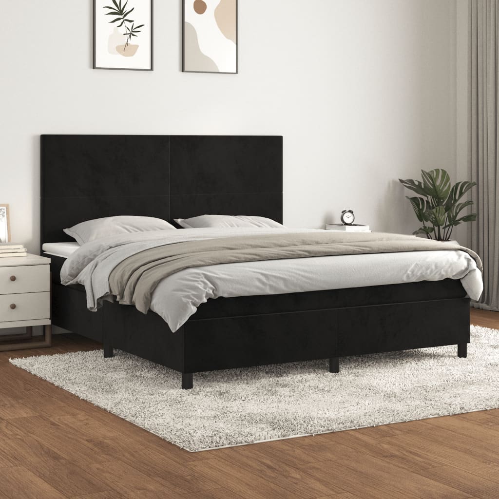 Sommier à lattes de lit et matelas Noir 160x200 cm Velours - XIOS