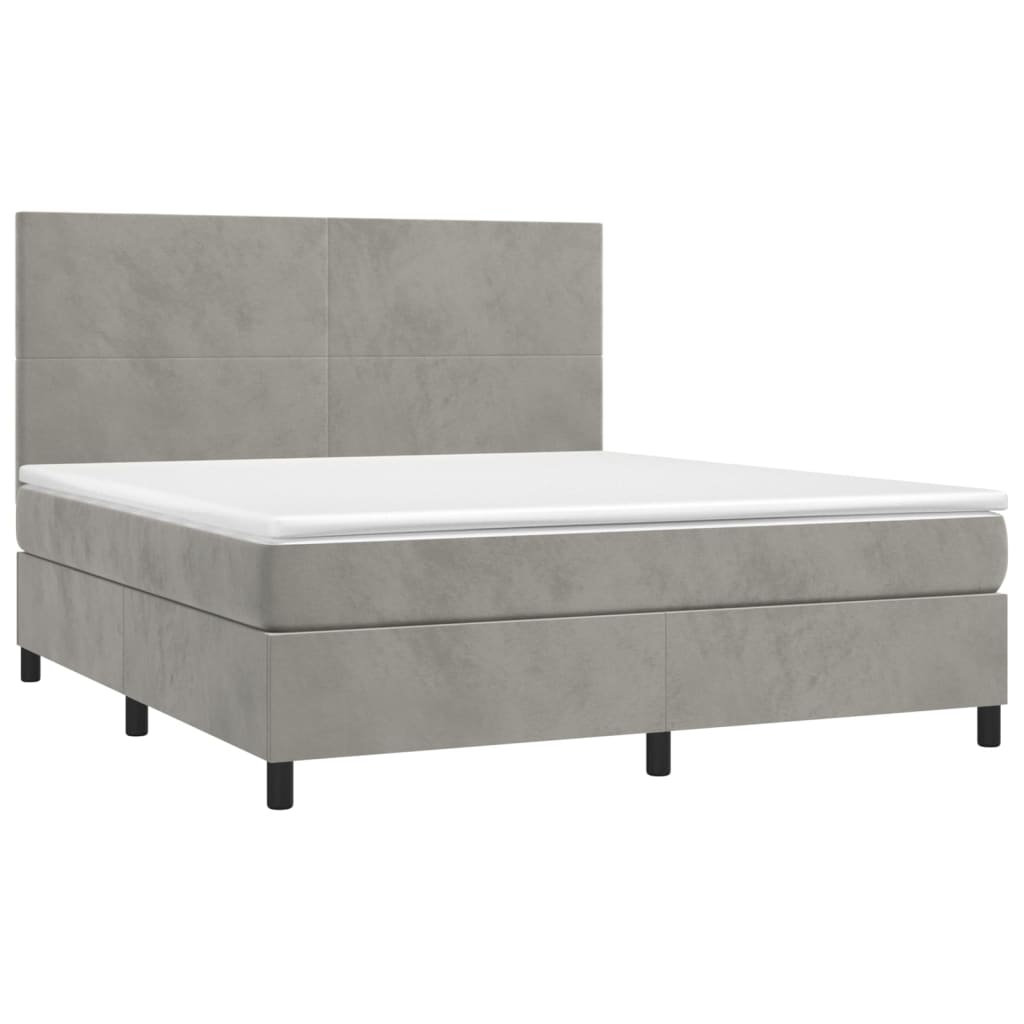 Sommier à lattes de lit et matelas Gris clair 180x200cm Velours - XIOS