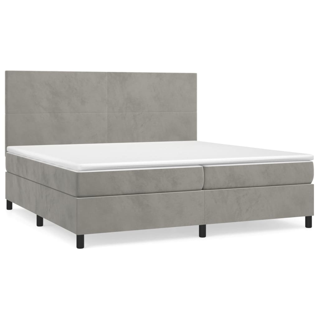 Sommier à lattes de lit et matelas Gris clair 200x200cm Velours - XIOS