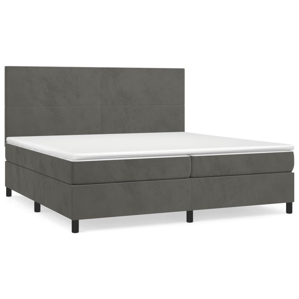 Sommier à lattes de lit et matelas Gris foncé 200x200cm Velours - XIOS
