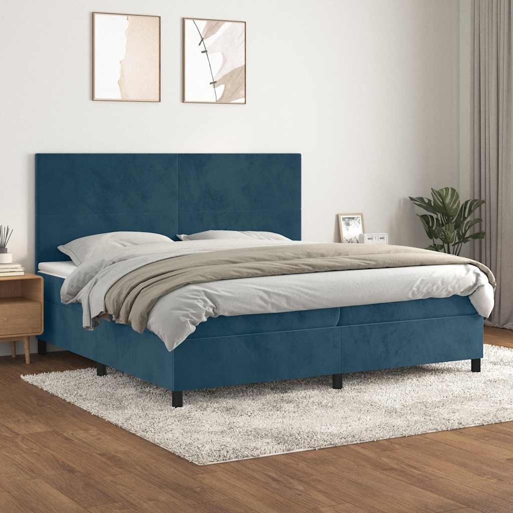 Sommier à lattes de lit et matelas Bleu foncé 200x200cm Velours - XIOS