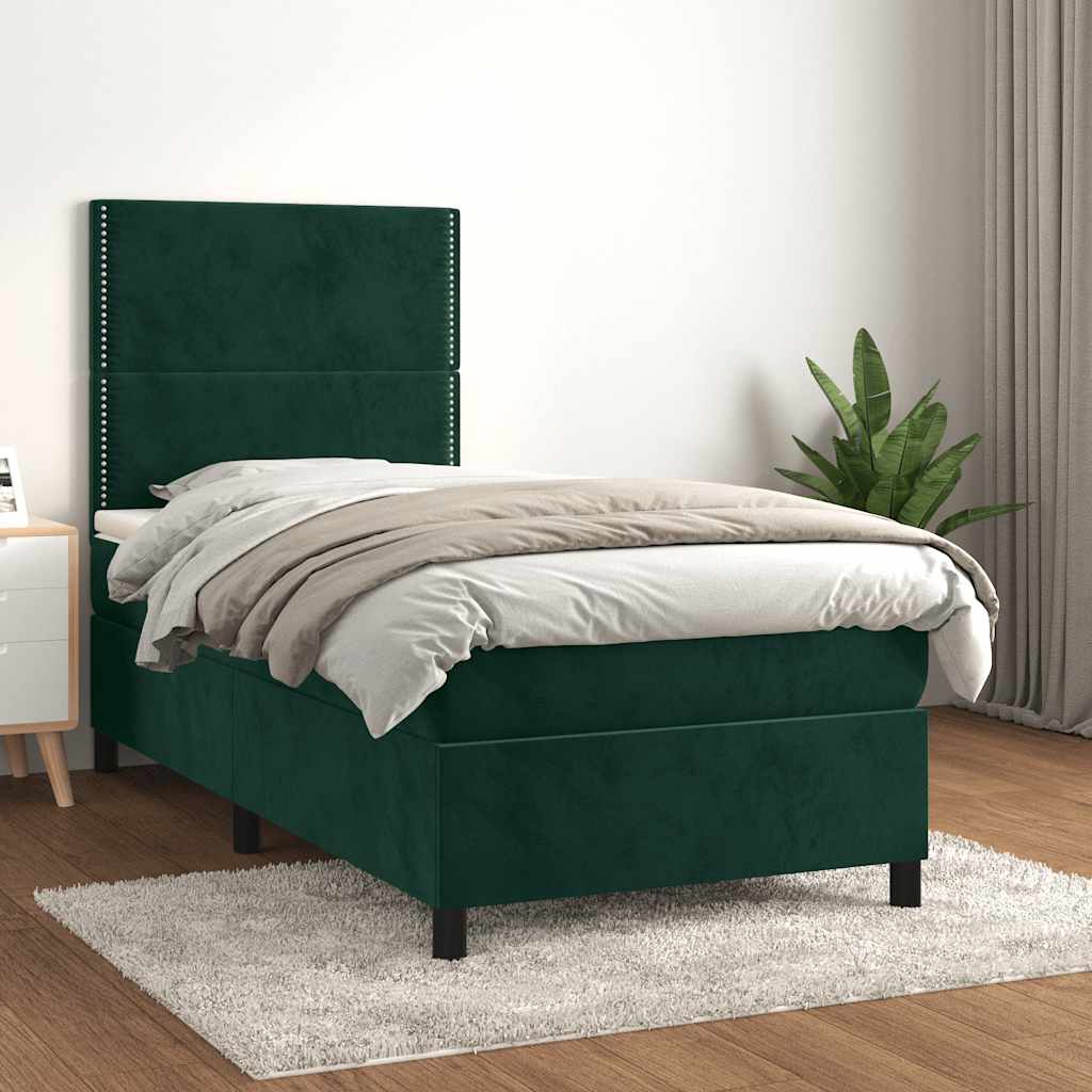 Sommier à lattes de lit avec matelas Vert foncé 100x200 cm - XIOS