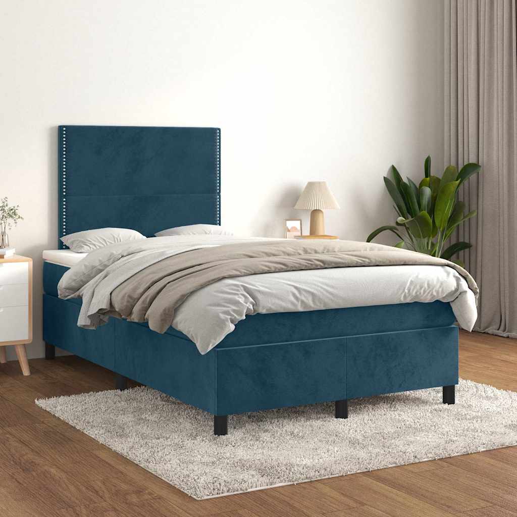Sommier à lattes de lit et matelas Bleu foncé 120x200cm Velours - XIOS