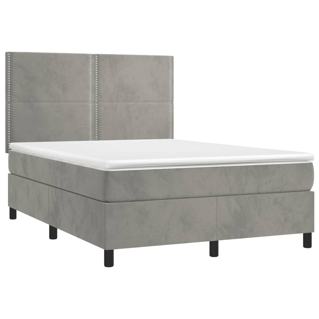 Sommier à lattes de lit et matelas Gris clair 140x200cm Velours - XIOS