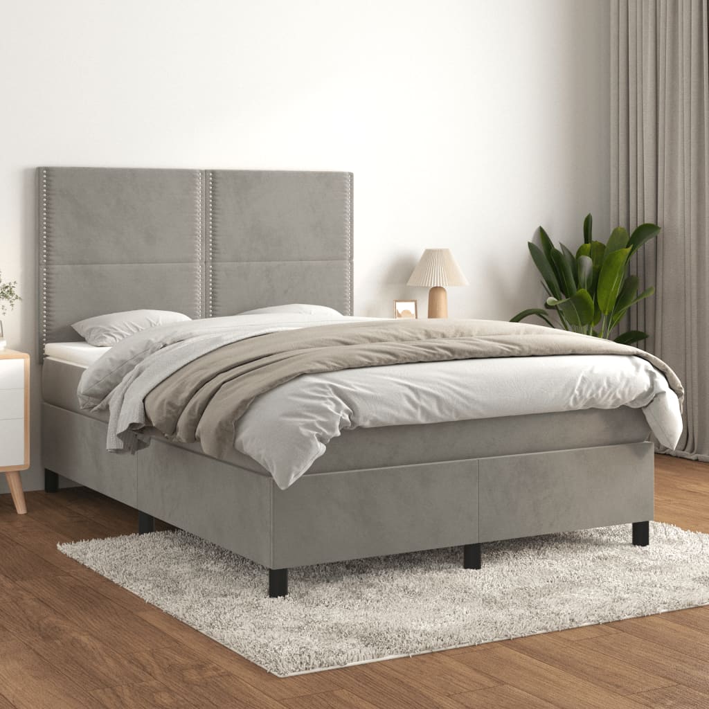 Sommier à lattes de lit et matelas Gris clair 140x200cm Velours - XIOS
