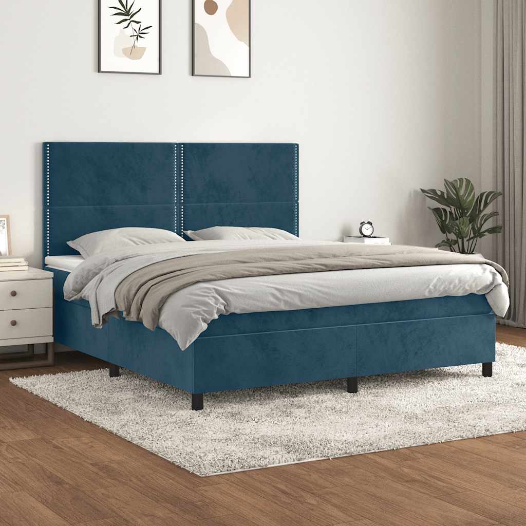 Sommier à lattes de lit et matelas Bleu foncé 160x200cm Velours - XIOS
