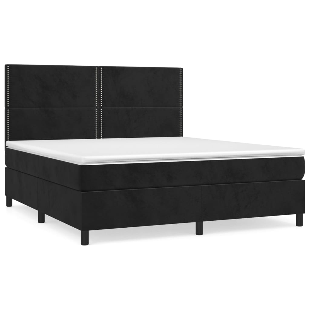 Sommier à lattes de lit avec matelas Noir 180x200 cm Velours - XIOS