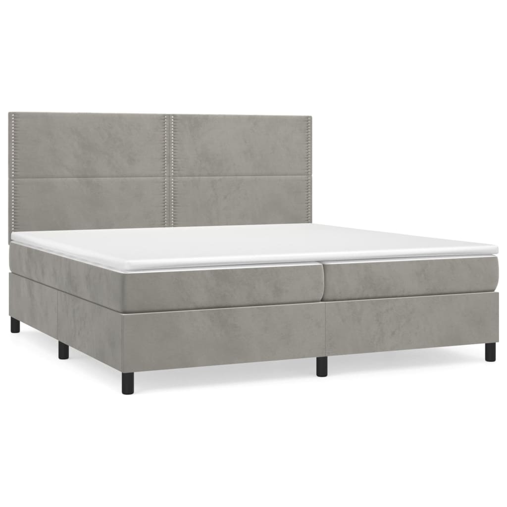 Sommier à lattes de lit et matelas Gris clair 200x200cm Velours - XIOS