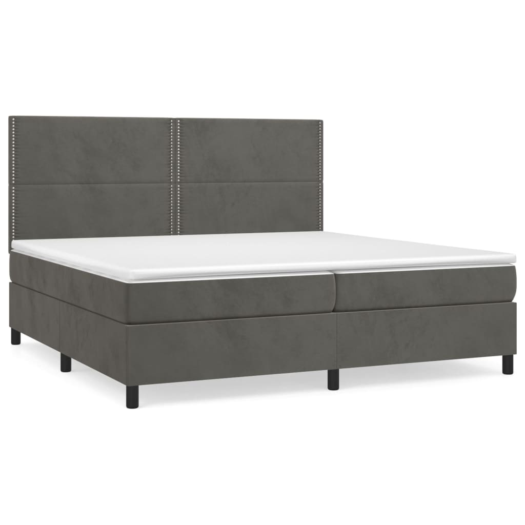 Sommier à lattes de lit et matelas Gris foncé 200x200cm Velours - XIOS
