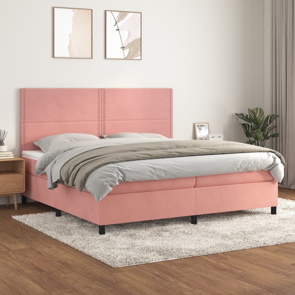 Sommier à lattes de lit avec matelas Rose 200x200 cm Velours - XIOS