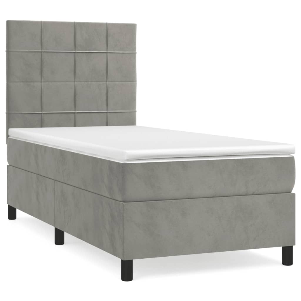 Sommier à lattes de lit et matelas Gris clair 90x200 cm Velours - XIOS