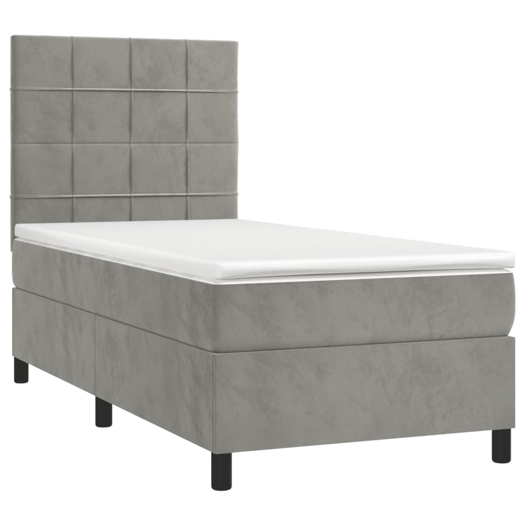Sommier à lattes de lit et matelas Gris clair 90x200 cm Velours - XIOS
