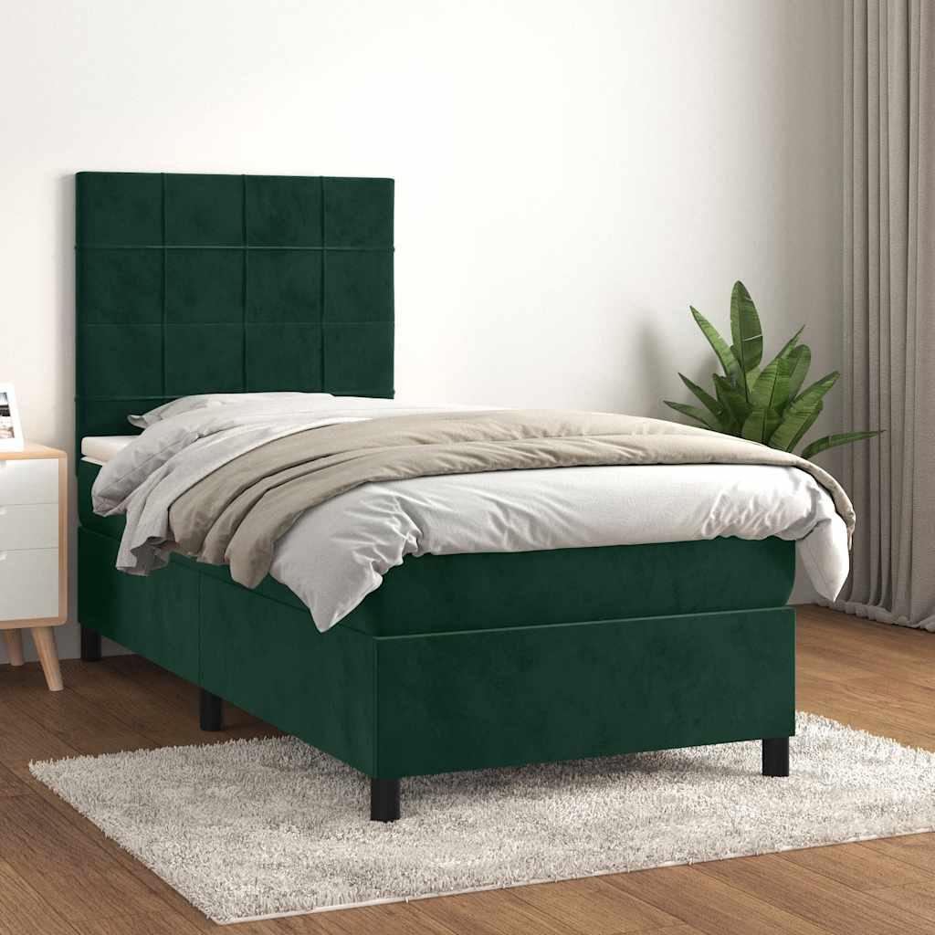 Sommier à lattes de lit avec matelas Vert foncé 100x200 cm - XIOS