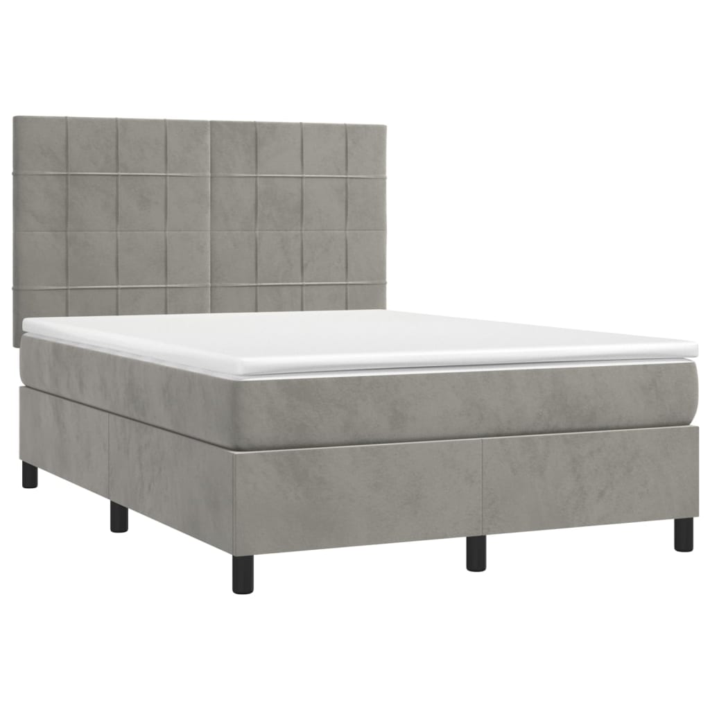 Sommier à lattes de lit et matelas Gris clair 140x190cm Velours - XIOS