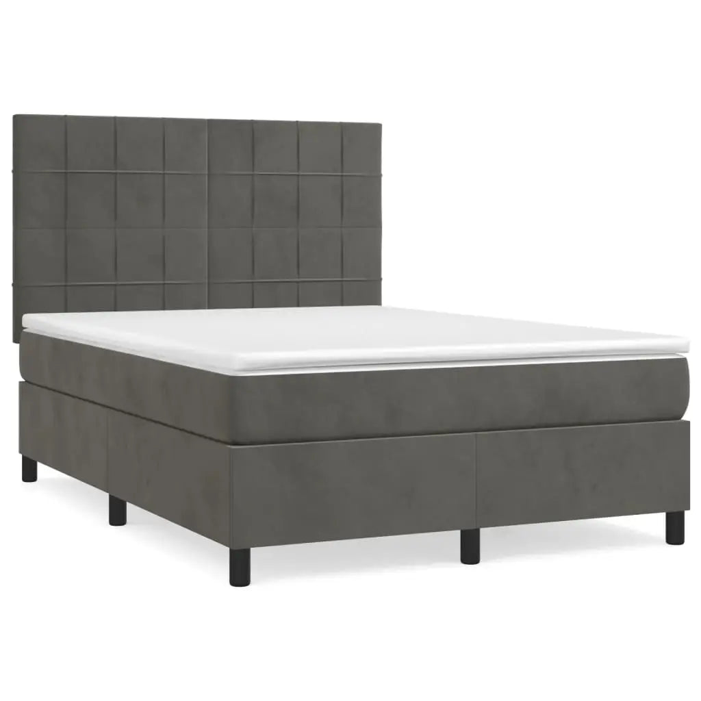Sommier à lattes de lit et matelas Gris foncé 140x190cm Velours - XIOS