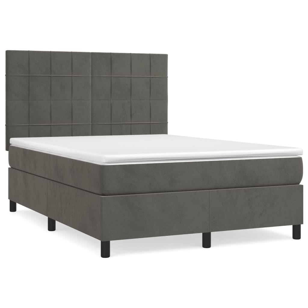 Sommier à lattes de lit et matelas Gris foncé 140x200cm Velours - XIOS