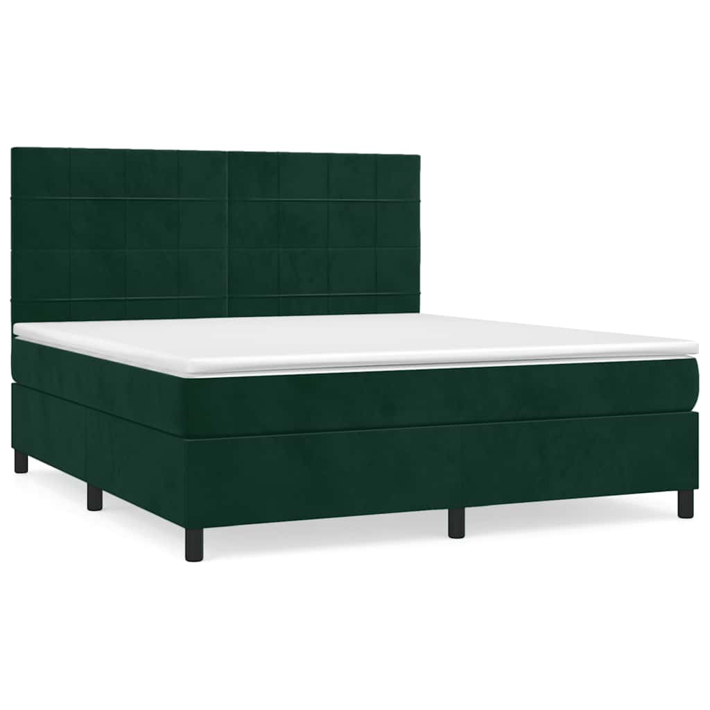 Sommier à lattes de lit et matelas Vert foncé 160x200cm Velours