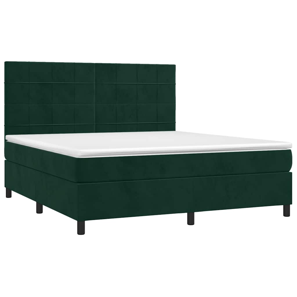 Sommier à lattes de lit et matelas Vert foncé 160x200cm Velours