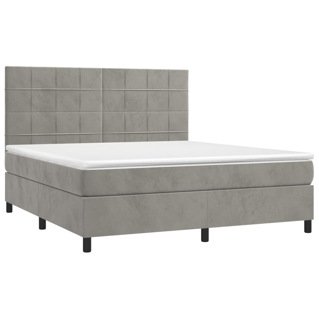Sommier à lattes de lit et matelas Gris clair 180x200cm Velours - XIOS