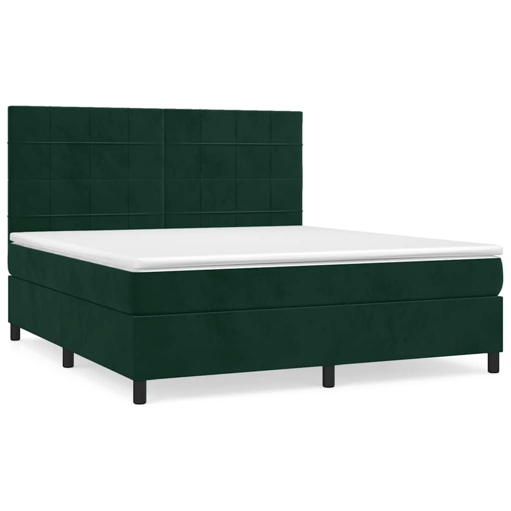 Sommier à lattes de lit et matelas Vert foncé 180x200cm Velours