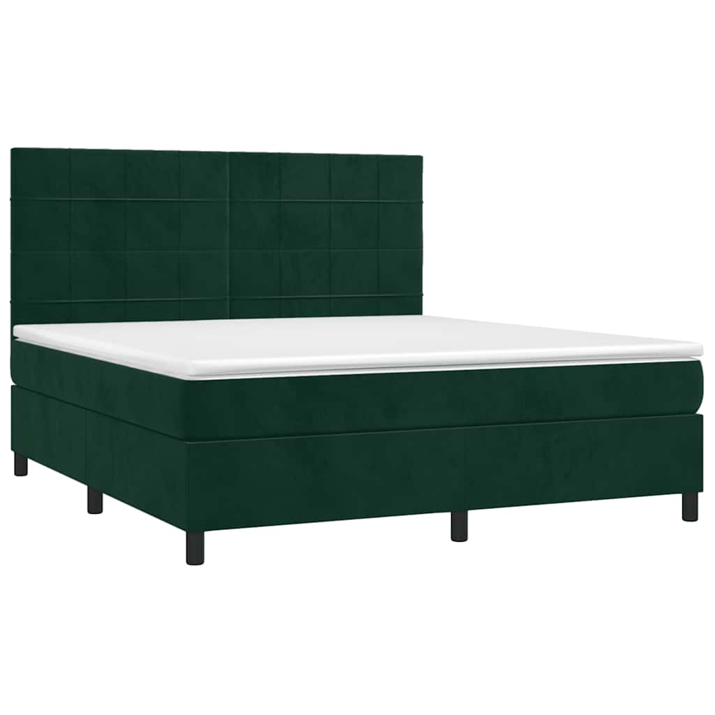 Sommier à lattes de lit et matelas Vert foncé 180x200cm Velours