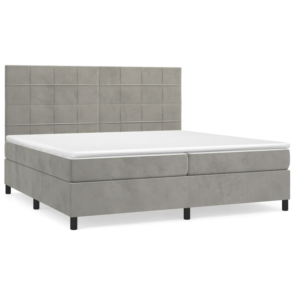 Sommier à lattes de lit et matelas Gris clair 200x200cm Velours - XIOS