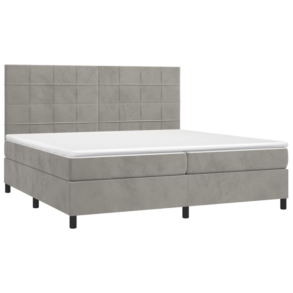 Sommier à lattes de lit et matelas Gris clair 200x200cm Velours - XIOS