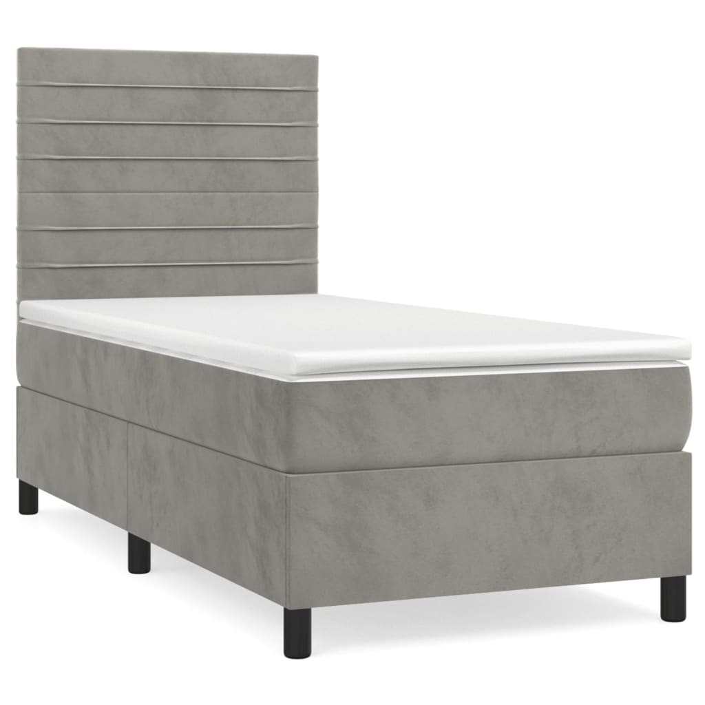 Sommier à lattes de lit et matelas Gris clair 90x200 cm Velours - XIOS