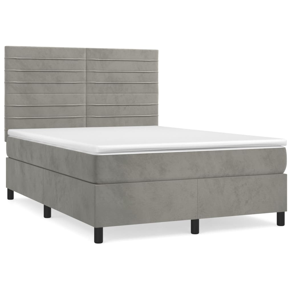 Sommier à lattes de lit et matelas Gris clair 140x190cm Velours - XIOS