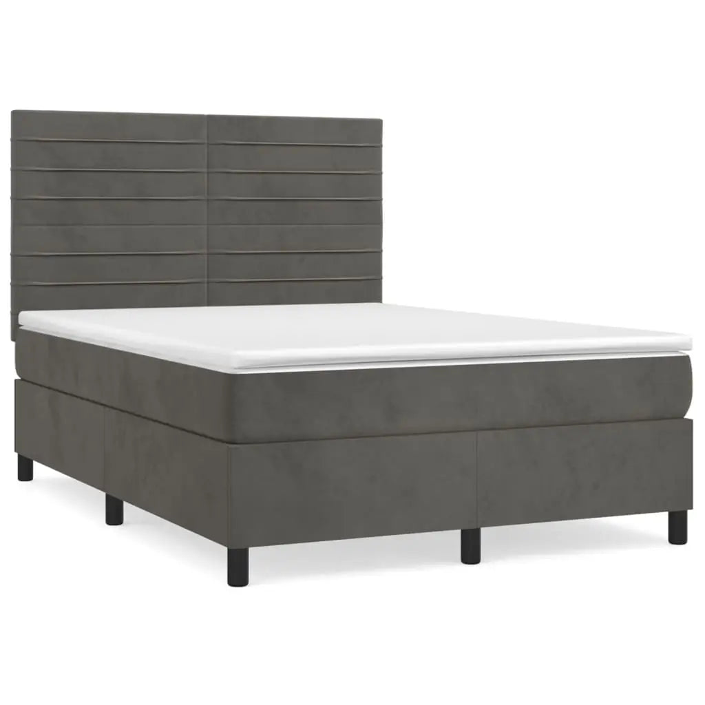 Sommier à lattes de lit et matelas Gris foncé 140x190cm Velours - XIOS