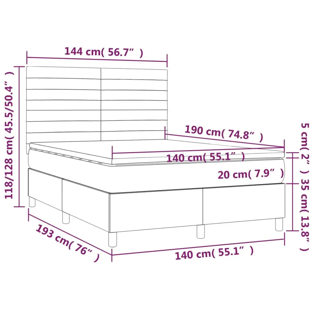 Sommier à lattes de lit avec matelas Noir 140x190 cm Velours - XIOS